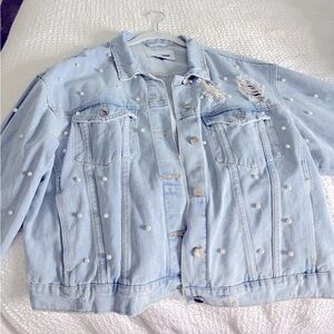 Fashion Nova Jean Jacket w/ pearls